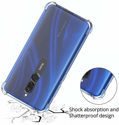 Image of BOXXO Flexible Back Cover for Mi Redmi 8 | Back Cover Transparent Clear Shockproof Case Four Corner Protection | Slim Protective Mobile Phone Cover for Mi Redmi 8