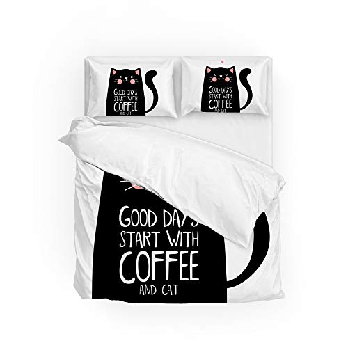 Parure de lit chat noir Cheshongg en microfibre douce avec drap de lit Long Twin - 2