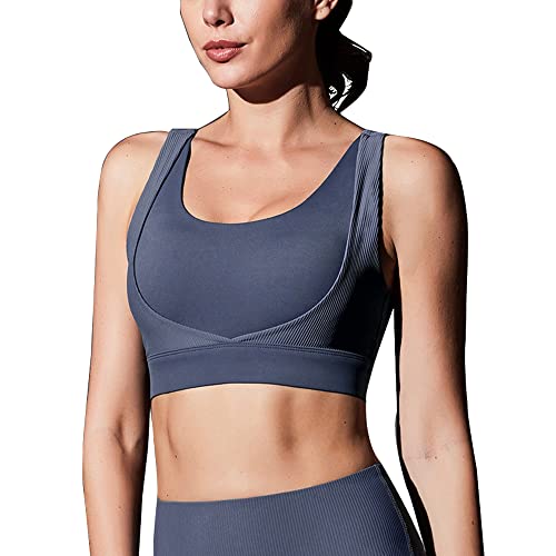 Sujetador deportivo de alto impacto azul XL con control de rebote sin aros