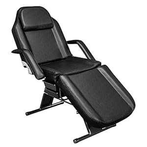 Massage Salon Tattoo Chair Esthetician Bed with Beauty Basket, Professional Tattoo Table Salon Spa Equipment for Facial Spa Beauty Eyelash Extensions Barber Waxing Microblading,Black