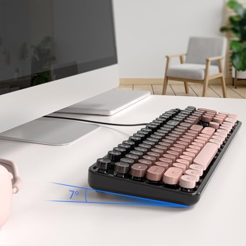 Image of MOFII Computer Keyboards Wired, Plug Play USB Full Size Typewriter Keyboard, Cute Colorful Aesthetic Keyboard with Foldable Stands for Windows PC Laptop (Black Berry)