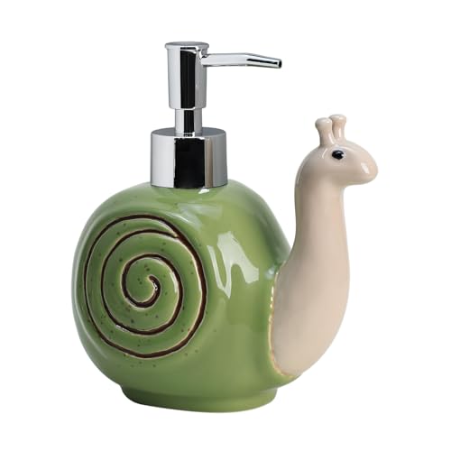 Colias Wing Ceramic Retro Snail Shape Soap Dispenser with Plastic Pump Refillable Lotion Soap Bottle Lotion Bottle Hand Soap Dispenser Home Decoration
