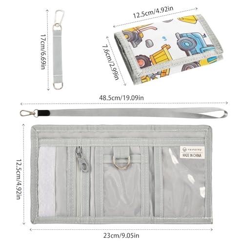 Trifold Wallet for Boys Ages 9-12 Mini Outdoor Sports Purse Coin Pocket & Card Holder, Travel Accessory Construction Vehicles3