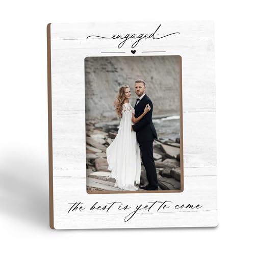 Tpbnnyqi Engagement Picture Frame 5x7 Anniversary Engagement Gifts for Couples Bride Groom Wooden Photo Frame for Tabletop Desk Display The Best is Yet to Come Wedding Home Room Decor