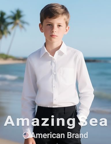 Boys Dress Shirts Long Sleeve, Boys Button Down Shirt Wrinkle-Free for Formal & Casual (Not Tie)3