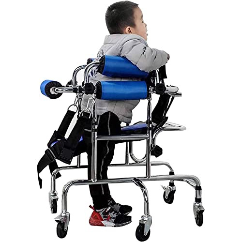 Andador de rehabilitación infantil con asiento, ayuda para caminar de asistencia para niños con parálisis cerebral y entrenamiento de discapacidad de las extremidades inferiores