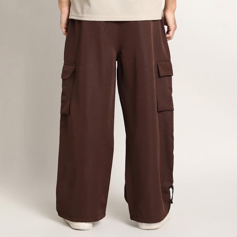 Image of CAHOOT Men's Cargo Trousers for Casual Wear | Mid-Rise | Relaxed Fit | Button Closure | Cargo Pants Crafted with Comfort Fit for Everyday Wear
