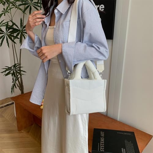 Small Puffer Tote Bag for Women Handbag, Quilted Nylon Shoulder Crossbody Puffy Padded Purse3