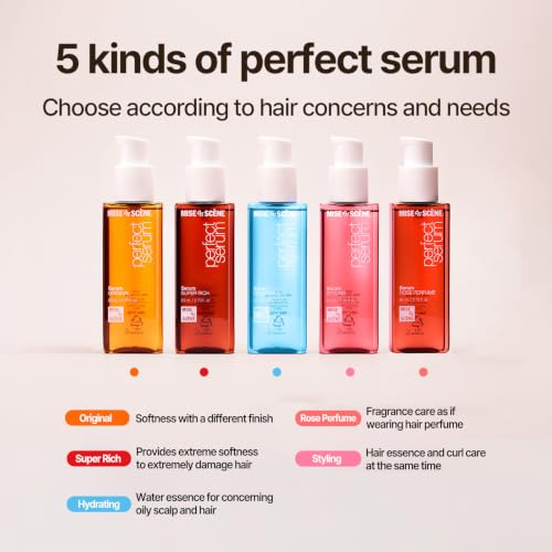 Image of Mise En Scene Perfect Super Rich Serum with Argan Oils - Hair Essence for High Nutrition Intensive Care, Korean Hair Oil, 2.70 fl. Oz
