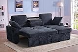 Ball & Cast L-Shape Reversible Sectional Sleeper Sofa Bed 4 in 1 Pull Out Couch with Storage Chaise & Cup Holders,Convertible Sleeper Corner Couch Pull-Out Sofa Bed W/USB Ports,for Living Room,Office
