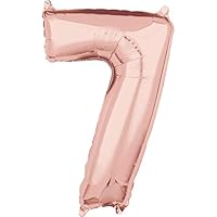 Anagram Mid-Size Shape Rose Gold Numeral 7. L26 Foil Balloon, 66 cm Size