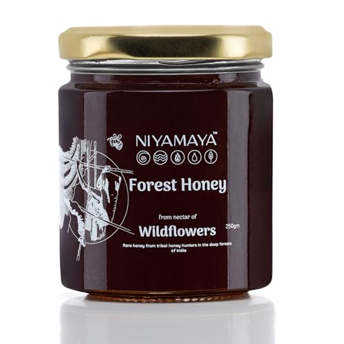 NIYAMAYA Forest Honey 250 gm Jar | 100% Pure Honey | Unprocessed Natural shahad for Weight loss | No Sugar No Adulteration Wild Honey