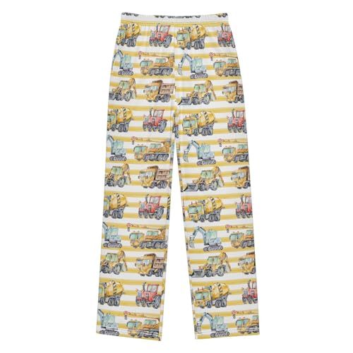 ZZXXB Bulldozer Striped Boys Long Pants Soft Trousers Elastic Waist Kids Lounge Bottoms with Pockets S-XL