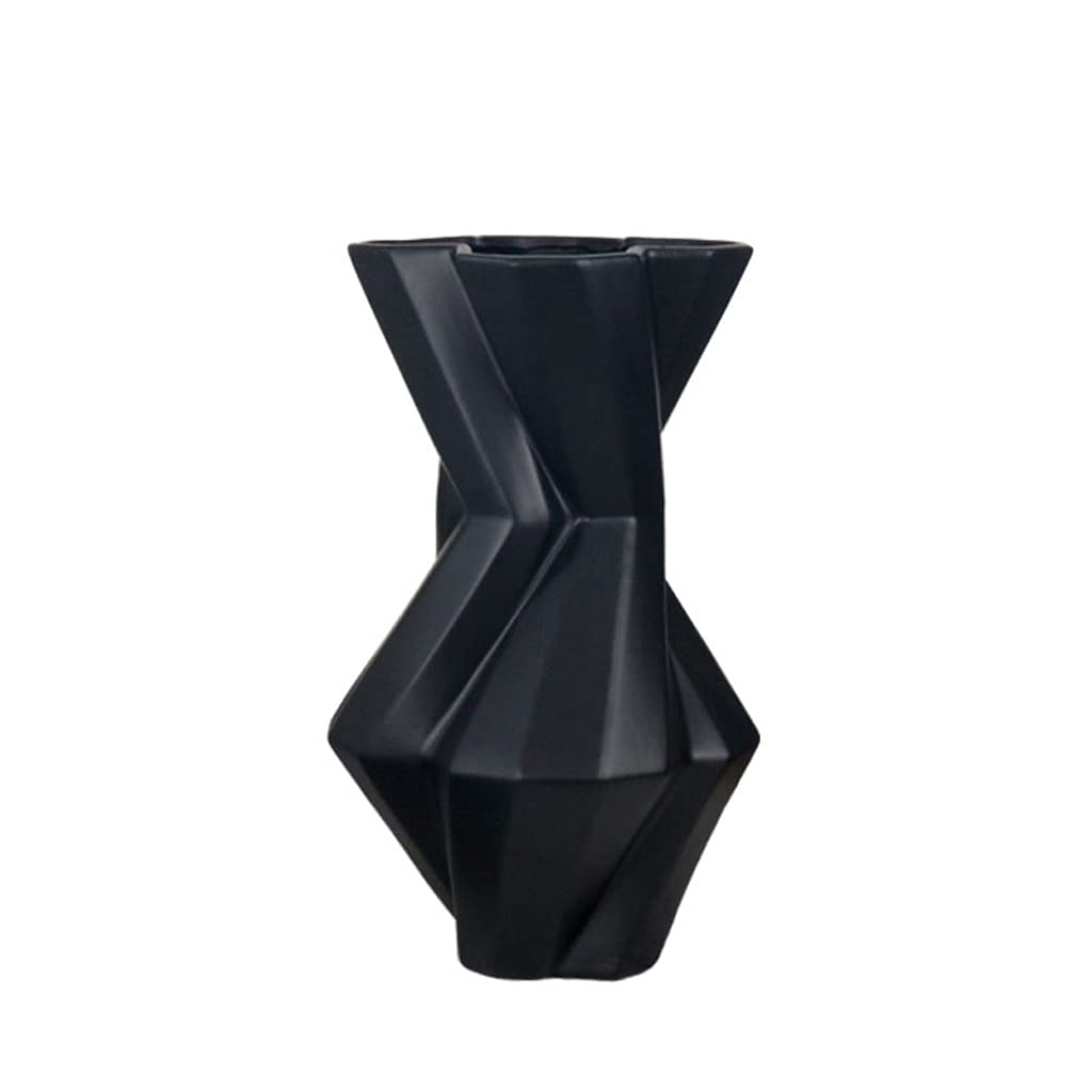 GEK208130 Vases for Flowers Ceramic Vase Personalized Home Decoration Flower Container Living Room Desktop Geometric, Suitable for Office or Wedding Home Decorative Vase(Black)