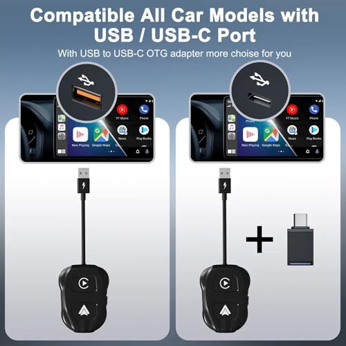 Wireless CarPlay Android Auto Adapter, Universal Car Window Closer, WiFi Bluetooth Dual Connection, with Switch, Ideal for Two People Using Same car with iOS and Android