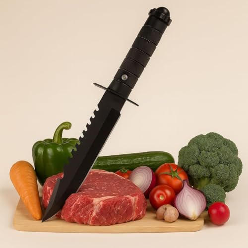Image of E-COSMOS Carbon Steel Kitchen Knife,Sharp Black with Protective Sheath, Ergonomic Handle for Slicing Fruits, Vegetables, and Meat, 1-Piece