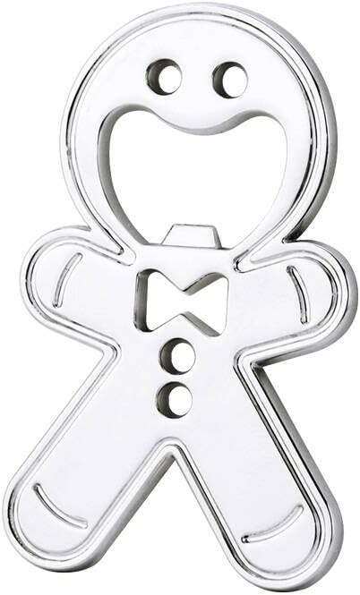 Gingerbread Man Design Bottle Opener, Stainless Steel, 67mm x 40mm, Novelty Bar Tool