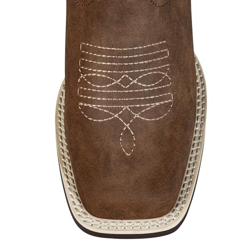 SheSole Women's Fashion Wide Square Toe Western Cowgirl Cowboy Boots Mid Calf3