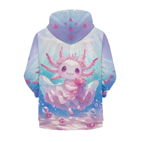 Girls Axolotl Sweatshirts Cute Zip Up Hoodie Graphic Jacket Long Sleeve Hoodies Hooded Sweater Shirts 6Y-16Y3