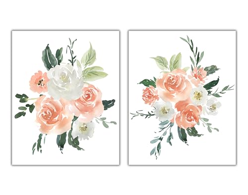 Sage Light Design Co Roses Watercolor Wall Art Print Set