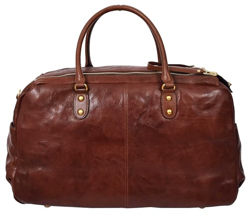 Premium Leather Travel Duffle Bags Veg Tanned Weekender Casual Stylish Design Zoom, Brown, L, Travel Duffle2