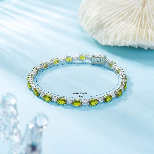 Sterling Silver Birthstone Tennis Bracelets for Women Gemstone Oval Tennis Bracelets Fine Jewelry Dainty Charm Link for Her 7 Inches4