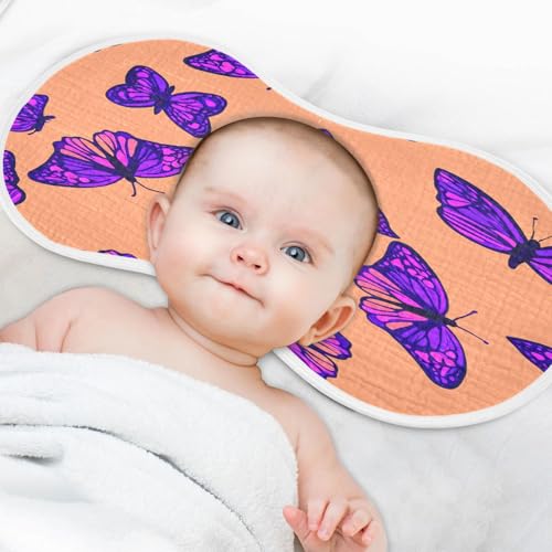 Kigai Butterflies Burp Cloths for Baby 4-Layer Cotton Muslin Burping Cloths 22x11 inch Super Soft & Absorbent Spit Up Burp Rags for Newborn Boys Girls 2 Pack4