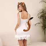SAIIURV 3-teiliges Fuchskostüm für Kinder oder Erwachsene, Tier, Cosplay, Fuchs, Schwanz, Fuchs, Aufkleber, Tattoo, Gesicht, Tier, Kostüm für Halloween, Karneval, Weihnachten, Party, Cosplay