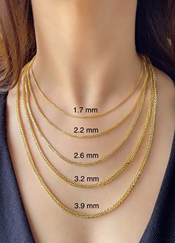 Jewelheart 10K Gold Square Wheat Chain Necklace - 1.7Mm Braided Real Gold Necklaces For Women Foxtail Thin Gold Chain Diamond Cut Gold Chain Necklace 16" #TOP2