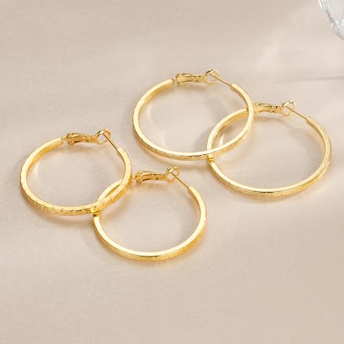 14K Gold Earrings for Women Gold Hoop Earrings for Women Hoop Earring for Womens Hoops Trendy Square-edge Hypoallergenic Hoops Earring for Womens 35/40mm4