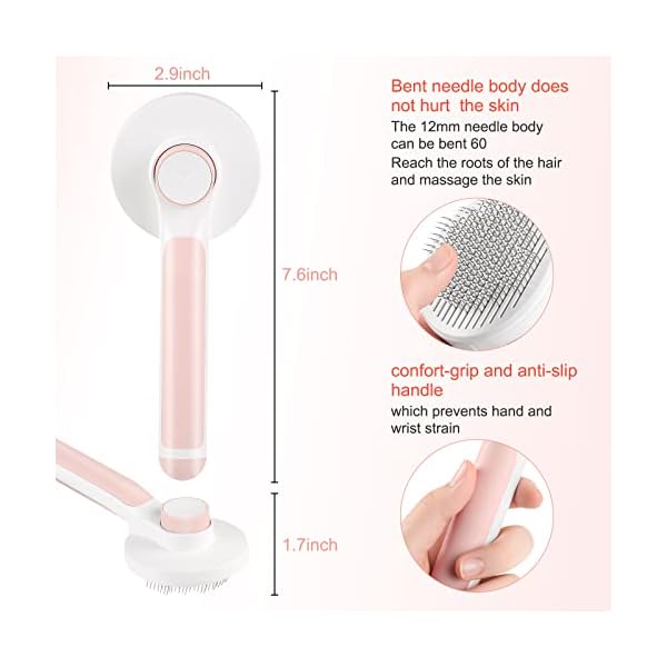 AUBERRY Self Cleaning Slicker Brush,Long & Short Hair Pets Gently Removes Loose Undercoat, Mats and Tangled Hair Dog & Cat Grooming Brush, Skin Friendly. AUBERRY Self Cleaning Slicker Brush,Long & Short Hair Pets Gently Removes Loose Undercoat, Mats and Tangled Hair Dog & Cat Grooming Brush, Skin Friendly.
