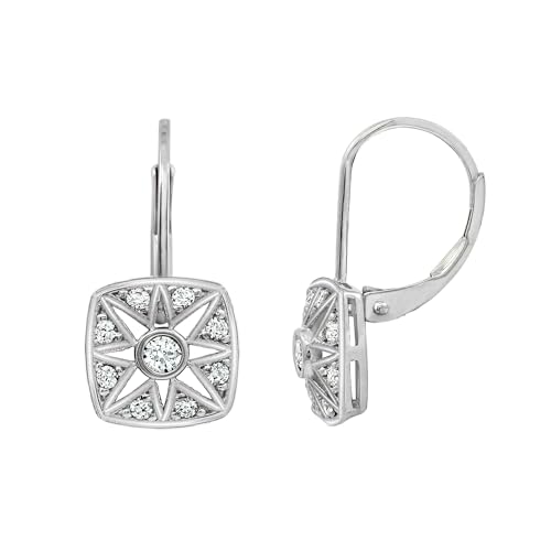 Marilyn Monroe Vintage Square Drop & Dangle Earrings | 14K Yellow Gold, Rhodium Plated 925 Sterling Silver Leverback Earrings for Women | 1 Carat Round Cut Cubic Zirconia CZ Simulated Diamond
