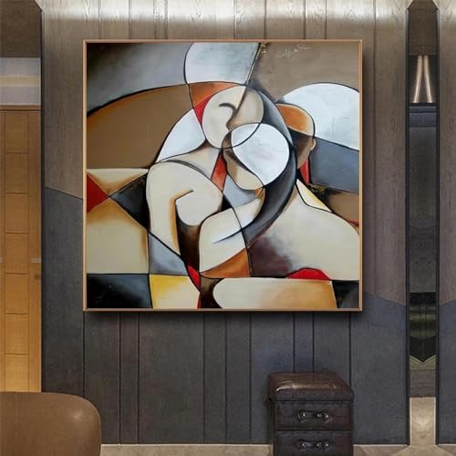 Toile Picasso tableau abstrait rêve femme poster mural salon 30x30 cm avec cadre interne