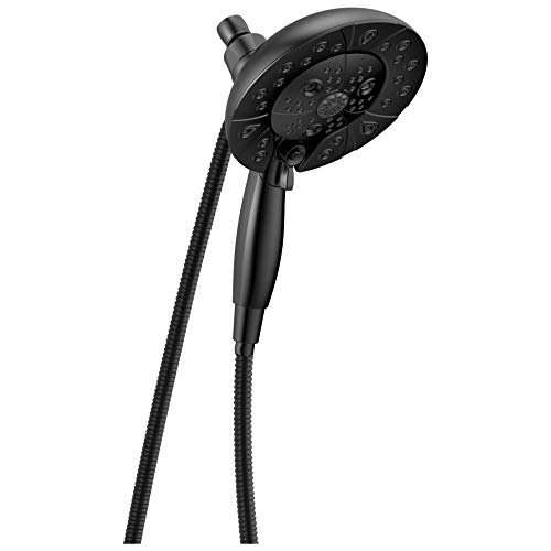 Image of Delta Faucet 5-Spray In2ition Dual Shower Head with Handheld Spray, H2Okinetic Matte Black Shower Head with Hose, Showerheads, Handheld Shower Heads, Magnetic Docking, Matte Black 58480-BL25-PK