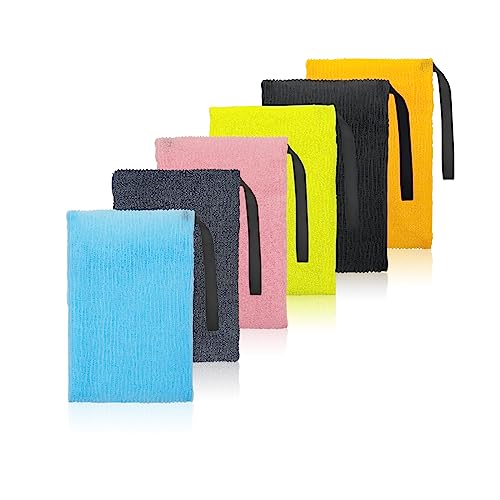 Feelorna Soap Saver Bag, Soap Bag Soft for Shower, Exfoliating Mesh Soaps Saver Pouch Bags for Facial Body Cleansing Foaming (4.7''x7.8'', Grey, Black, Pink, Yellow, Orange, Blue)