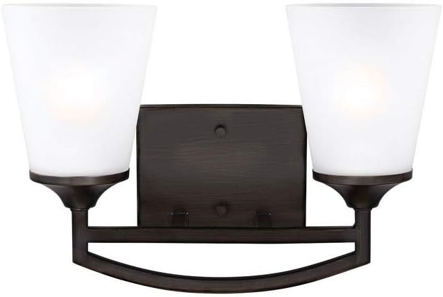 Sea Gull Generation Lighting 2-Light Hanford Transitional Bath Fixture Wall Lamp Bronze 4424502-710, Bathroom Light Fixture for Home Décor, Wall Sconce Vanity Light Fixture and Bathroom Accessory