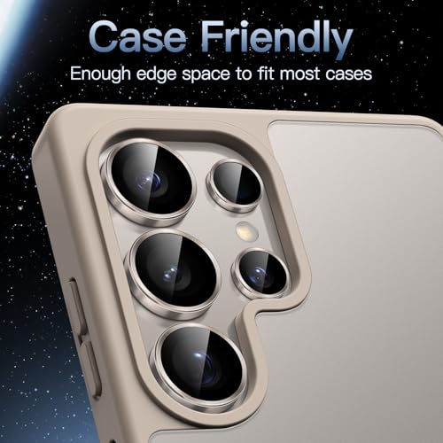 Image of JETech Camera Lens Protector for Samsung Galaxy S25 Ultra 5G, 9H Tempered Glass Metal Individual Ring Cover, Easy Installation Tray, HD Clear, 1 Set (Titanium Gray)
