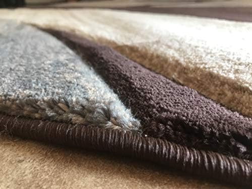 Miniatura 8 de Nikos Moderna alfombra redonda contemporánea geométrica marrón chocolate, negro, gris, beige, gris, diseño de escultura 248 (4 pies x 4 pies)