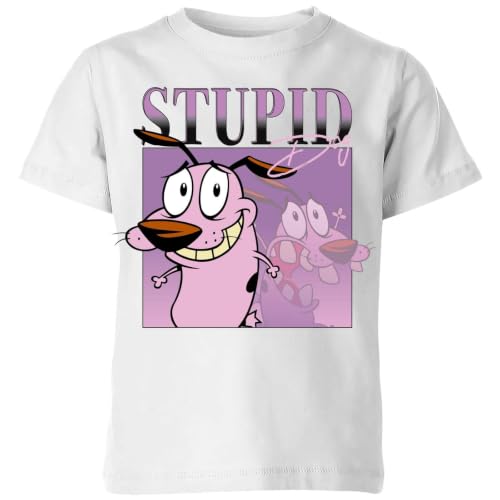 Image of Official Cartoon Network Courage the Cowardly Dog 90s Photo Kids T Shirt White Kids T-Shirt White - YXL