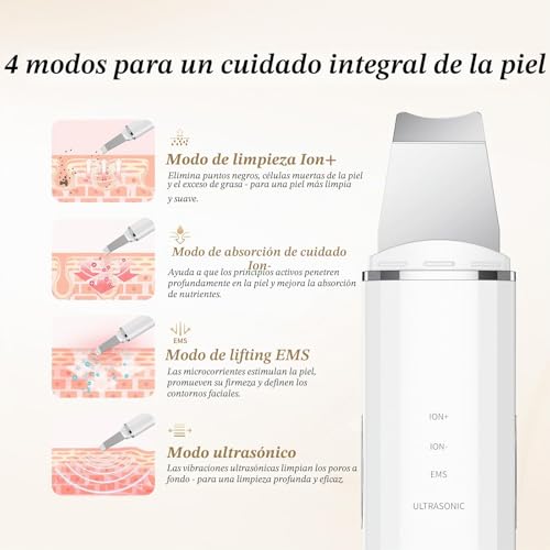 Miniatura 5 de Anlan Peeling Ultrasónico Facial Skin Scrubber Exfoliación Limpiador De Poros Para Limpieza Y Cuidado Blanco