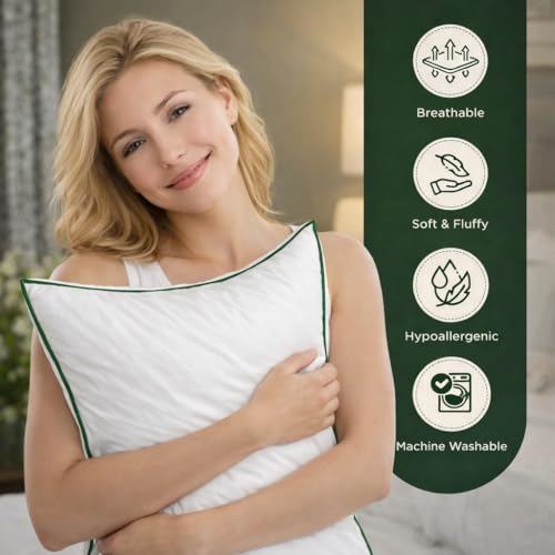 Image of Nestro Premium Set of 4 Sleeping Pillow, Virgin Fiber Filled, 16x24 inch Size, Pure Cotton Fabric