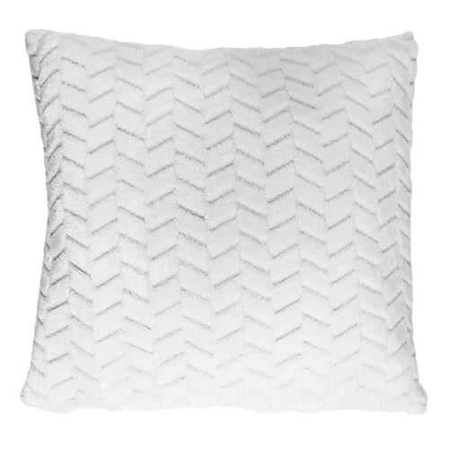 HOME DECO FACTORY - TX0093 Coussin Décoratif Blanc Chevron - Textile d'Intérieur Doux et Confortable - pour Fauteuils, Canapés et Lits - Entretien Facile -...