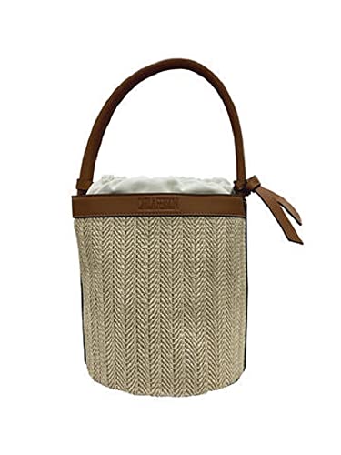 Carla Ferroni Art.32400 Beige/Cuir Sac à main Simili-cuir et Raphia, beige