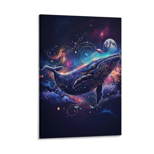 Peinture Starry Whale BXYAFEKUD sur toile premium pour art mural raffiné