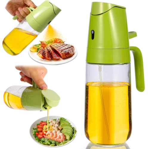 HOMIZIA 17oz 500ml Glass Olive Oil Sprayer for Cooking 2 in 1 Olive Oil Dispenser Bottle for Kitchen Gadgets and Air Fryer Accessories, Salad, BBQ Green by HOMIZIA - Used condition - US$14.85