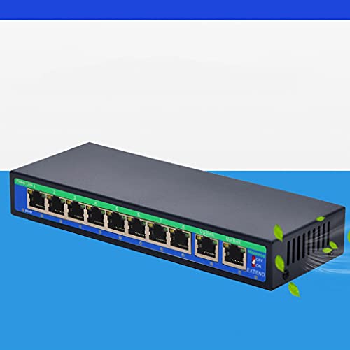 9 Port 8 PoE Injector 10/100mbps IEEE 802.3af/at Power Over Ethernet PoE Switch sin adaptador de corriente (Negro, Tamaño único) miniatura 2