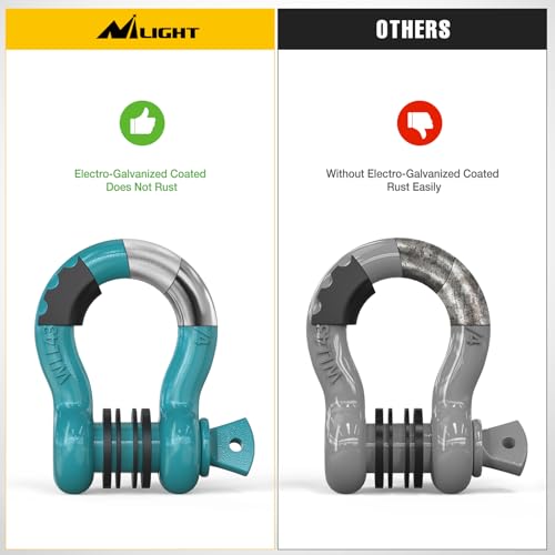 Image of Nilight 2 Pack 3 /4 inch D-Ring Shackle with 7 /8 inch Screw Pin 41,887lbs Break Strength, Heavy Duty Off Road Recovery Shackle with Isolators Washers for Use with Tow Strap, Winch, Off-Road Truck Vehicle