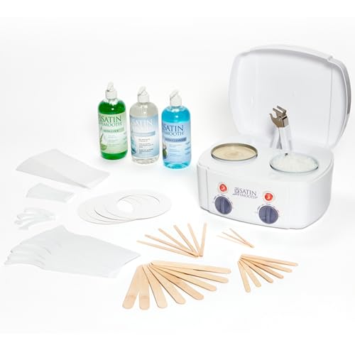 Image of Satin Smooth Double Wax Warmer Kit - Signature Series, Dual Wax Pot Heater for Hard & Soft-Wax, Hair Removal for Face & Body, Brazilian Bikini, Waxing Kit for Women & Men