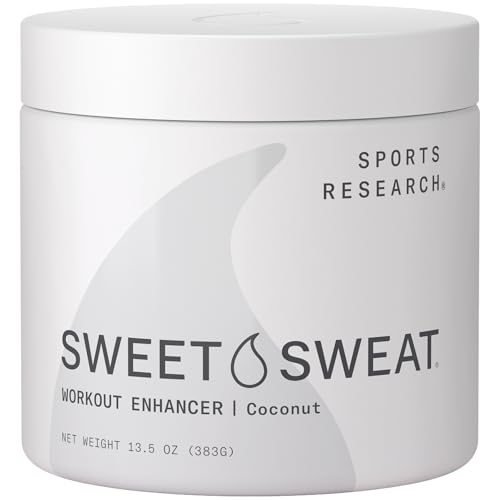 Sports Research Sweet Sweat Coconut Workout Enhancer Gel - Maximize Your Exercise & Sweat Faster - 13.5oz Jar