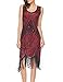 uniq sense xs-4xl Women's Roaring 20s V-Neck Gatsby Dresses- Vintage Inpired Sequin Beaded Flapper Dresses